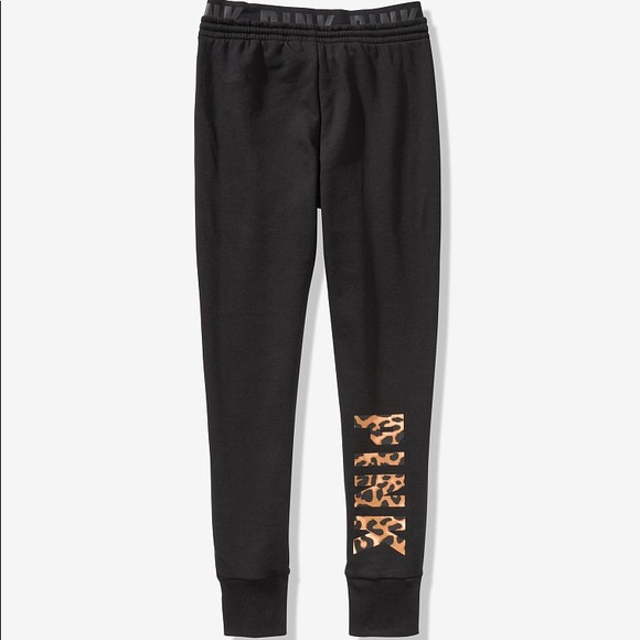 💕VS PINK BLACK & LEOPARD HIGHWAIST SKINNY JOGGERS - Picture 6 of 8